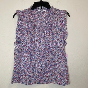 BB Dakota Pink and Blue Floral Sleeveless Blouse Size Small NEW